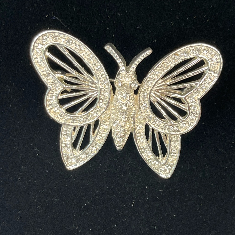 Brooch Rhinestones Butterfly Pin by Romen - Picture 2 of 5